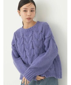 earth music&ecology ローゲージ手編み風ケーブルプルオーバー