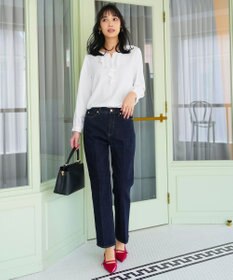 ANY SIS L センタープレスセミフレア デニム