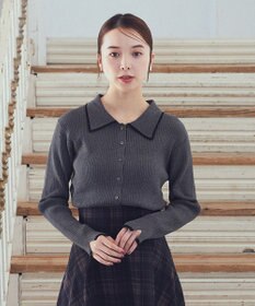 earth music&ecology バイカラートリムニットカーディガン