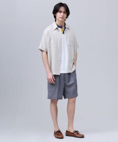 J.PRESS MEN 【J.PRESS ORIGINALS】Rayon Linen Oxford Open Half Sleeve Shirt / Baggy-Fit