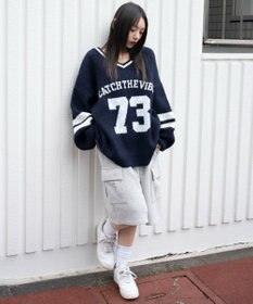 WEGO 【25年秋冬新作】フラッフィーVネックニットBIGプルオーバー