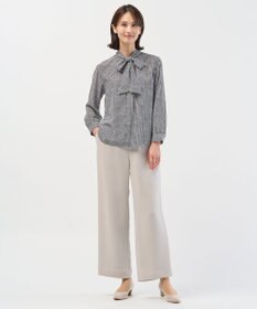 J.PRESS LADIES L ジーナ梨地 幾何プリント ブラウス