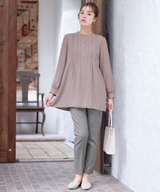 Tiaclasse 【スマート裏起毛・新色追加】 ピンタックシャツチュニック