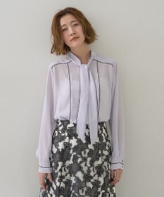 YECCA VECCA 配色ラインボウタイブラウス