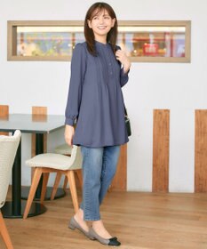 Tiaclasse 【スマート裏起毛・新色追加】 ピンタックシャツチュニック