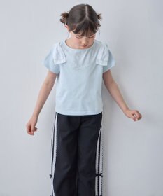ANY KIDS 【綿100%】肩リボン×ラインストーンロゴ 半袖Tシャツ