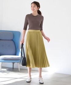 ANY 【ウエストゴム】リネンライクエアーヴィンテージ プリーツスカート