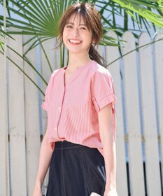 ANY SIS S シルケットストライプ スキッパー カットソー