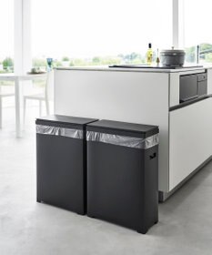 tower スリム蓋付きゴミ箱 タワー 横開きタイプ 2個組 ブラック