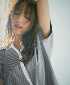 ANY SIS S 【洗える】シルケットストライプスキッパー カットソー