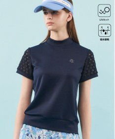 23区GOLF 【WOMEN】【UVケア・吸水速乾】レース袖 モックネックシャツ