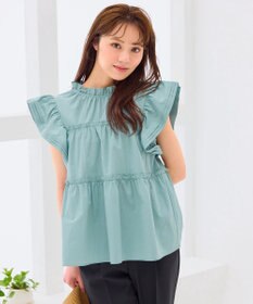 Feroux 【洗える】ペプラムシルエットフリルブラウス