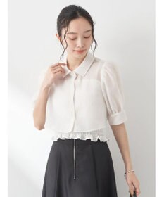 earth music&ecology ＳＥＴ２点シアークロップドシャツ×シャーリングタンク