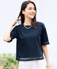 自由区 【SHIHOさん着用】コンパクトハイゲージフリンジ Tシャツ ブラック