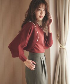 Feroux 【洗える・アンサンブル】パールポイントアンサンブル ニット