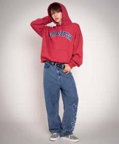 WEGO 【ユニセックス着用YD/ウエスト調整可/MLサイズ展開】グラフィックデニムパンツ