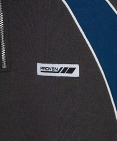 WEGO パイピング切替ショートハーフZIPスウェット