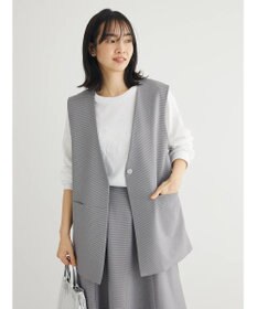 Green Parks きれいシルエット千鳥柄ジレ