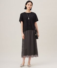 自由区 【洗える】サテンレース スカート