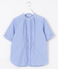 J.PRESS LADIES 【洗える】APESCO ストライプ バンドカラー ブラウス