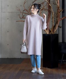 Tiaclasse 【洗える】華のあるニットタートルワンピース