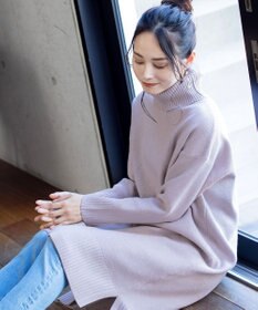 Tiaclasse 【洗える】華のあるニットタートルワンピース