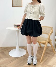 WEGO レースアップシャーリングブラウス