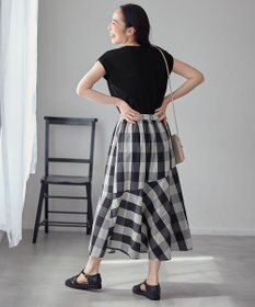 ANY L 【洗濯機可能/ウエストゴム】ビックチェックマーメイドスカート