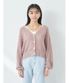 earth music&ecology 透かし編みテープヤーンカーディガン