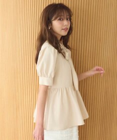 Feroux 【洗える】ペプラム ボウタイブラウス