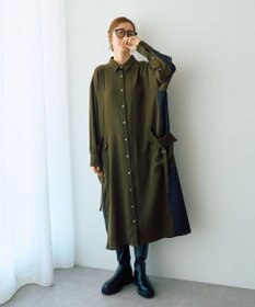 YECCA VECCA カーゴデザイン配色シャツワンピース