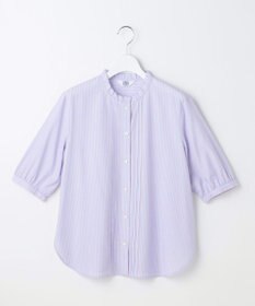 J.PRESS LADIES 【一枚で着映え】ソフトストライプ フリル襟 ブラウス