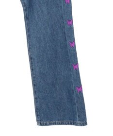 Green Parks ・Ｄｏｕｂｌｅ　Ｆｌａｇｓ　チョウチョ刺繍フレアデニム