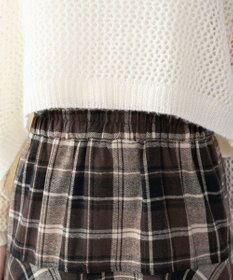 WEGO チェックアシンメトリーフリルロングスカート