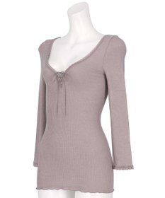 AMPHI あったかインナー 薄手 リブ素材 ９分袖 長袖 UWF360 アンフィ／ワコール