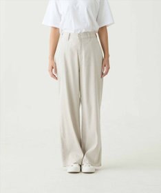 caqu linen rayon stretch wide pants リネンレーヨンストレッチワイドパンツ