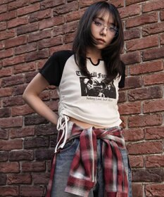 WEGO キーネックサイドレースアップちびT