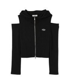 WEGO オープンショルダーダブルジップパーカー