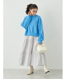 earth music&ecology クルーネック袖シャーリングスウェット