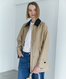 ICB 【配色襟取り外し可能】ライトモールスキン キルトライナー付きステンカラーコート チノ