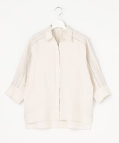 自由区 L 【洗える/セット可】エンブロイダリーリネン前開き シャツブラウス