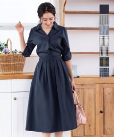 Tiaclasse L 【洗える】小顔効果も期待できるスキッパーシャツワンピース