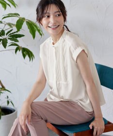 Tiaclasse 【洗える】フレンチスリーブピンタックブラウス