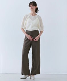 BEIGE， 【洗える】CAROLE / リネンライクフルレングスワイドパンツ
