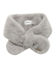 MOONBAT FURLA ファーティペット 差し込み ロゴプレート付 フェイクファーマフラー