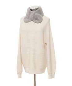 MOONBAT FURLA ファーティペット 差し込み ロゴプレート付 フェイクファーマフラー