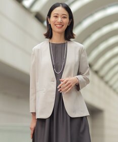J.PRESS LADIES 【セットアップ対応】ファンマートロストレッチ ノーカラー ジャケット