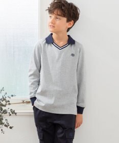 J.PRESS KIDS 【140-170cm】40/2天竺襟付き Vネック ポロシャツ