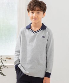 J.PRESS KIDS 【140-170cm】40/2天竺襟付き Vネック ポロシャツ