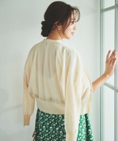 Feroux 【洗える】Vネックシアー カーデ